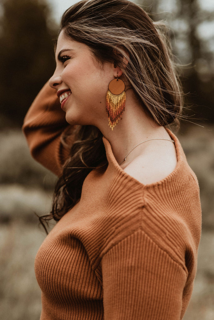 Cascade Leather + Beads Earrings