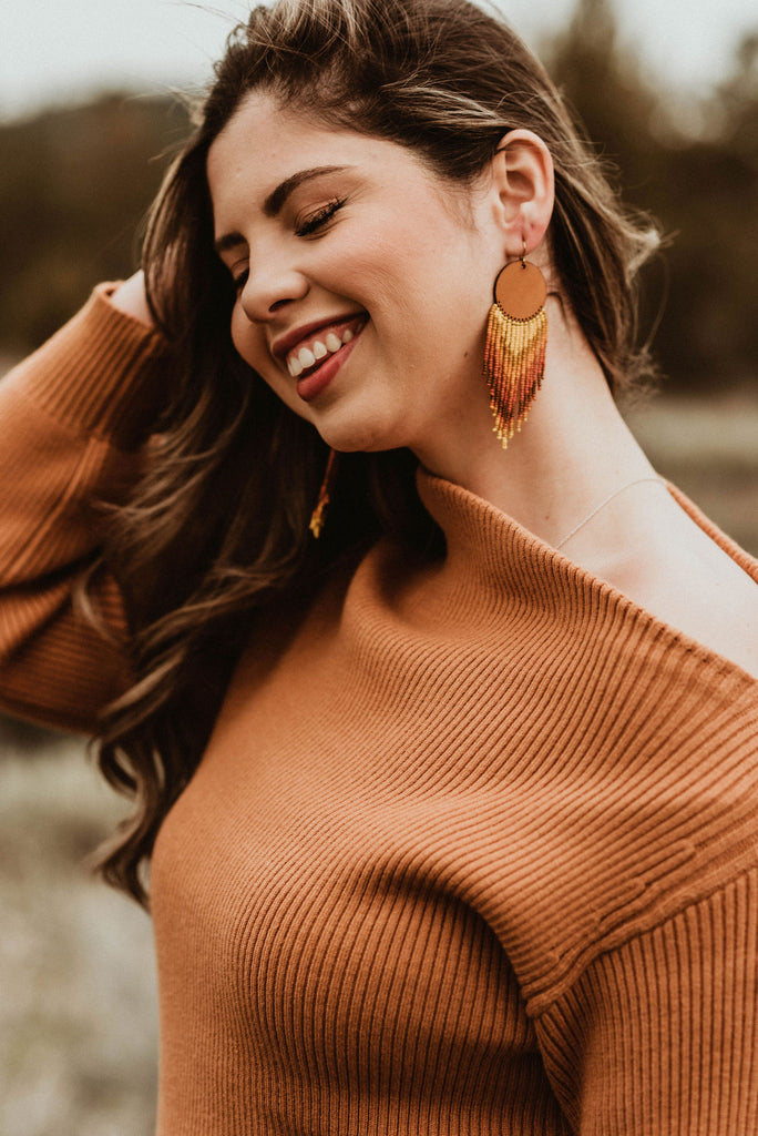 Cascade Leather + Beads Earrings