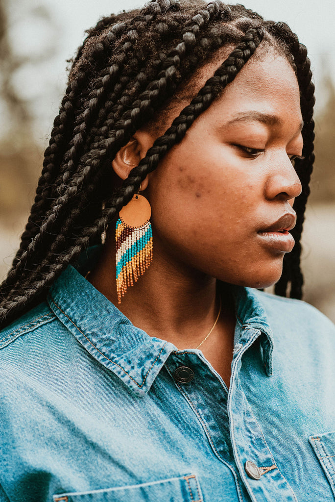 Cascade Leather + Beads Earrings