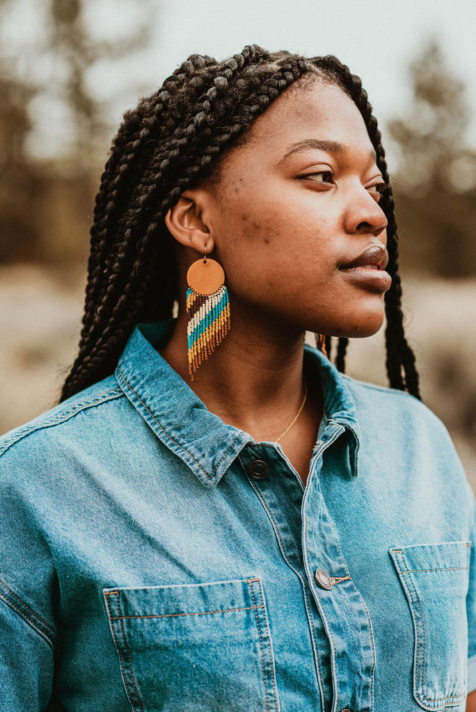 Cascade Leather + Beads Earrings