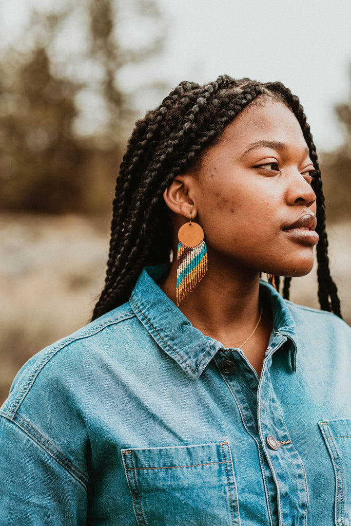 Cascade Leather + Beads Earrings