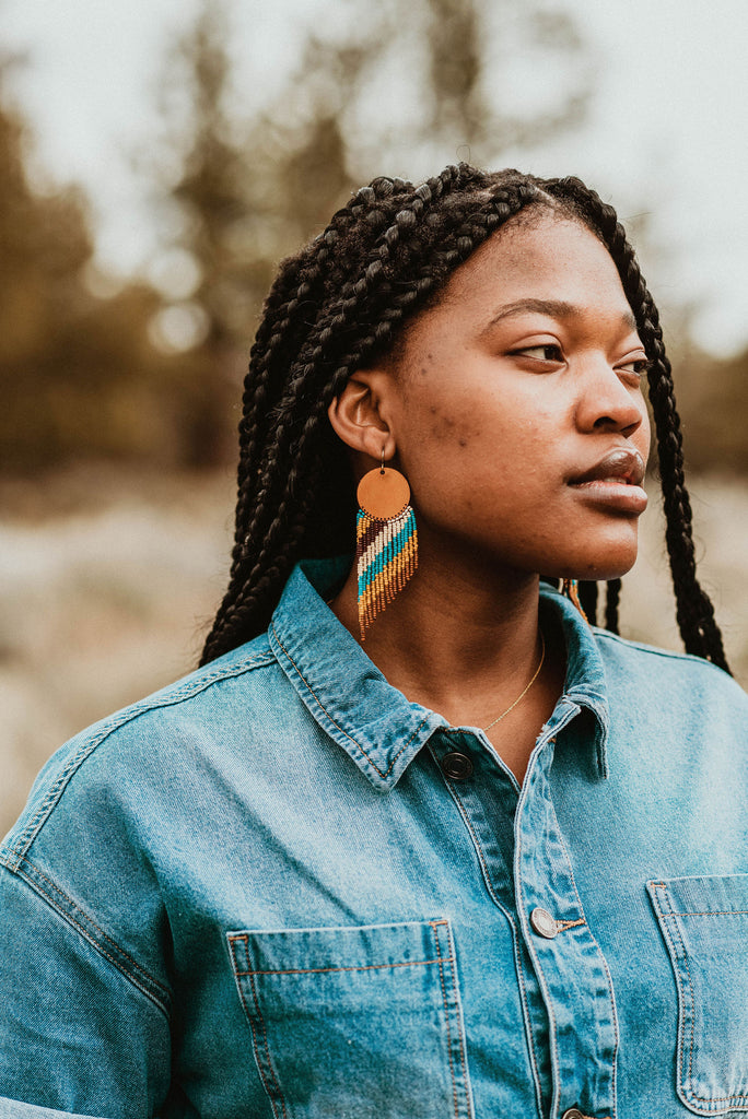 Cascade Leather + Beads Earrings