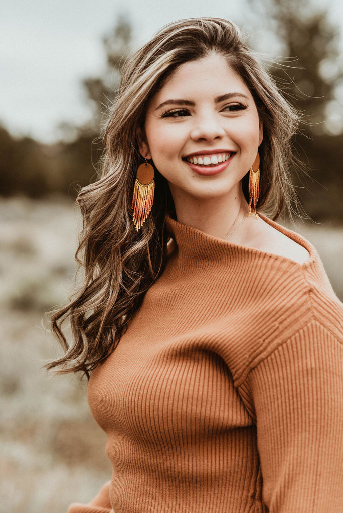 Cascade Leather + Beads Earrings