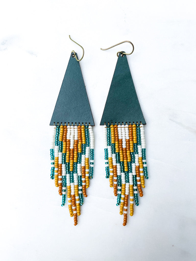 Cascade Leather + Beads Earrings