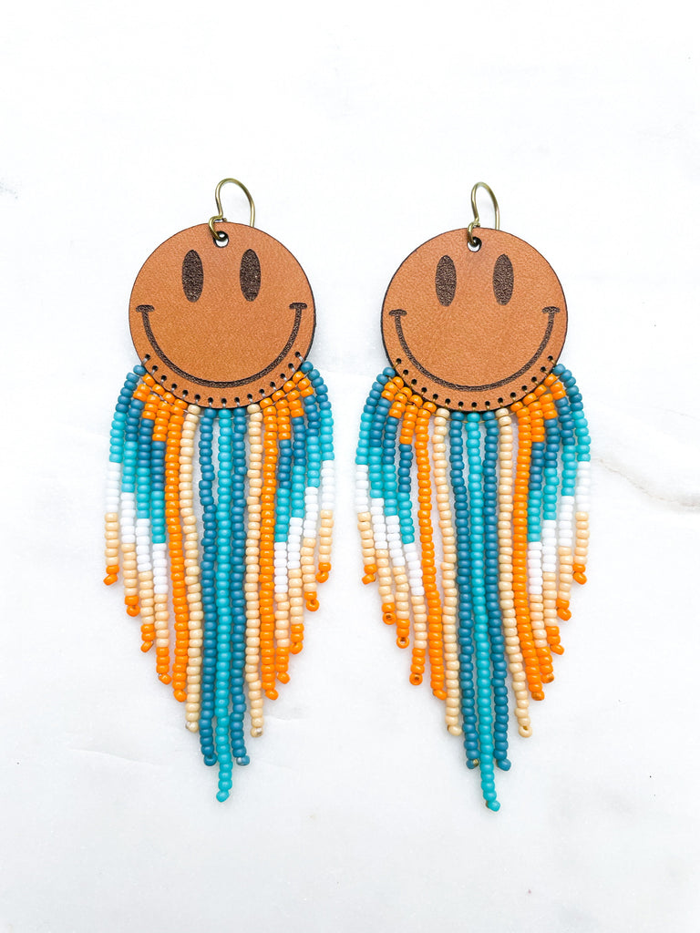 Cascade Leather + Beads Earrings