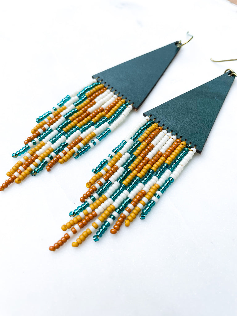 Cascade Leather + Beads Earrings