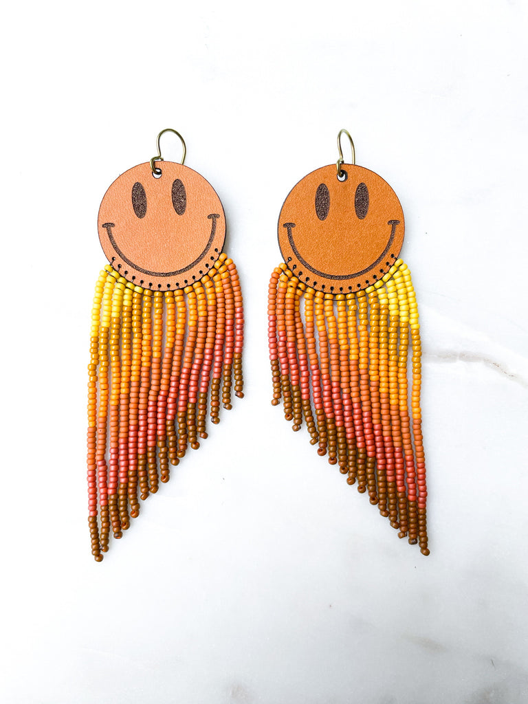 Cascade Leather + Beads Earrings