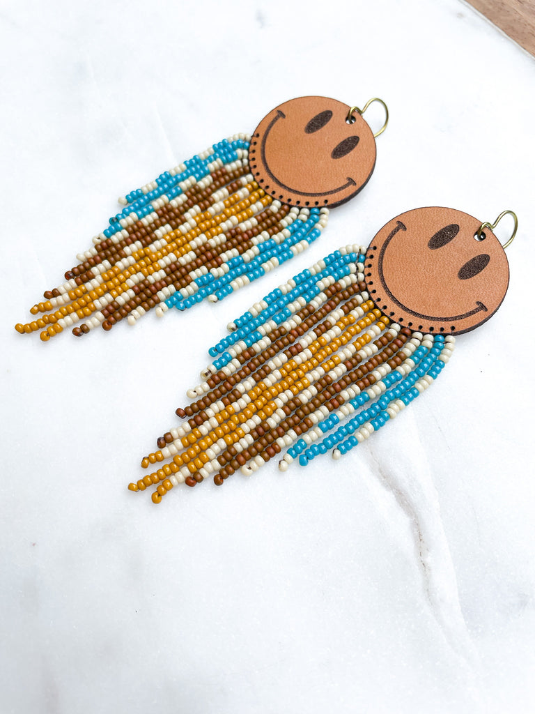 Cascade Leather + Beads Earrings