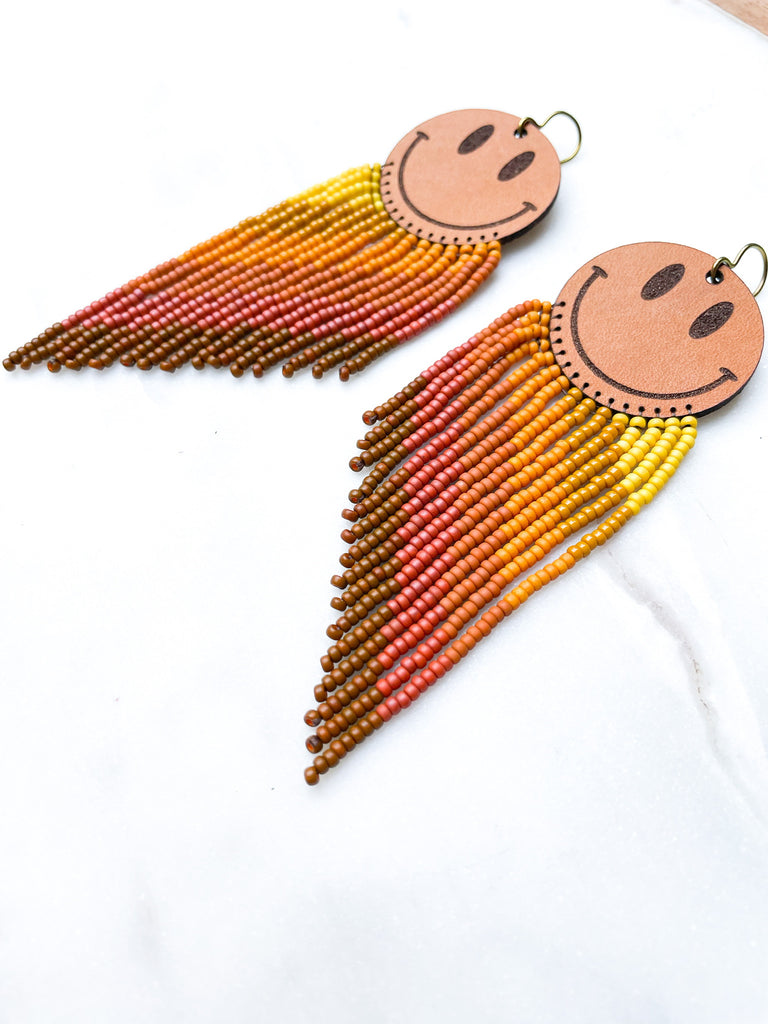Cascade Leather + Beads Earrings