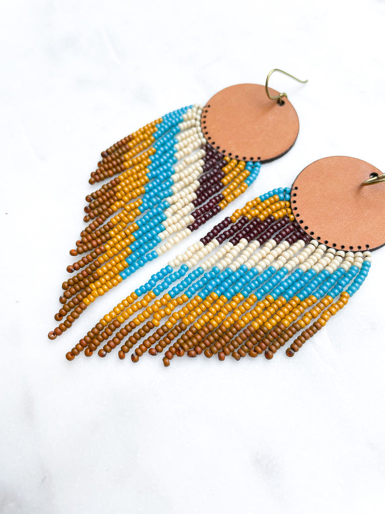 Cascade Leather + Beads Earrings
