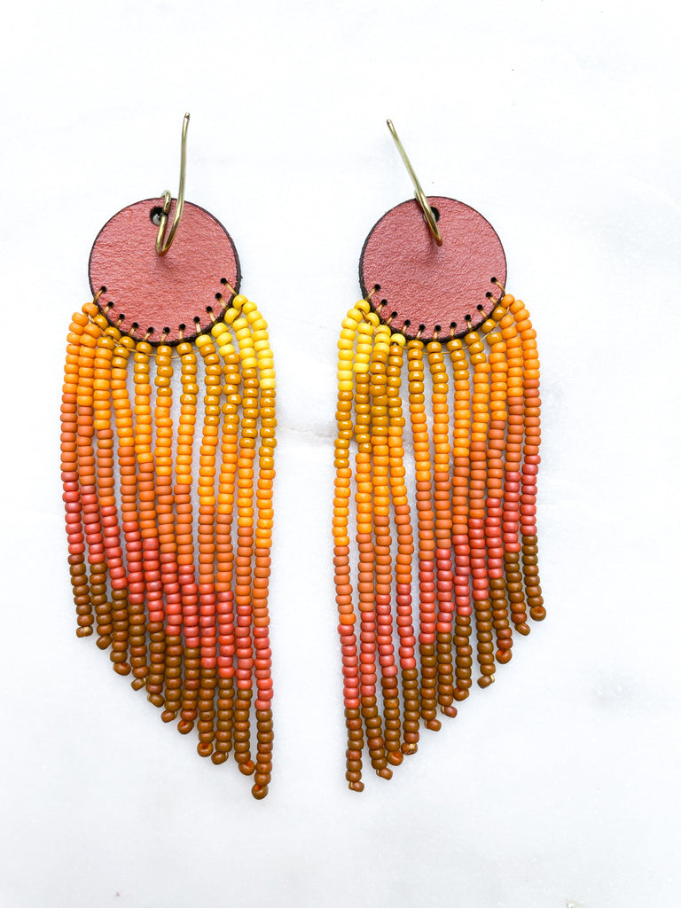 Cascade Leather + Beads Earrings