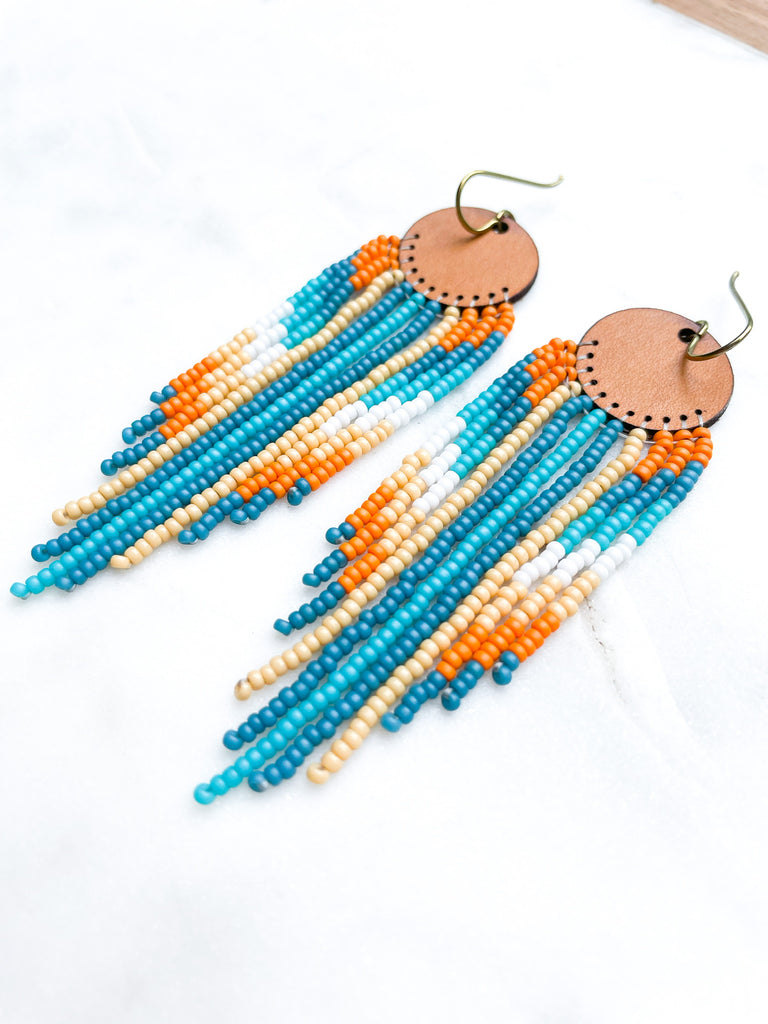 Cascade Leather + Beads Earrings
