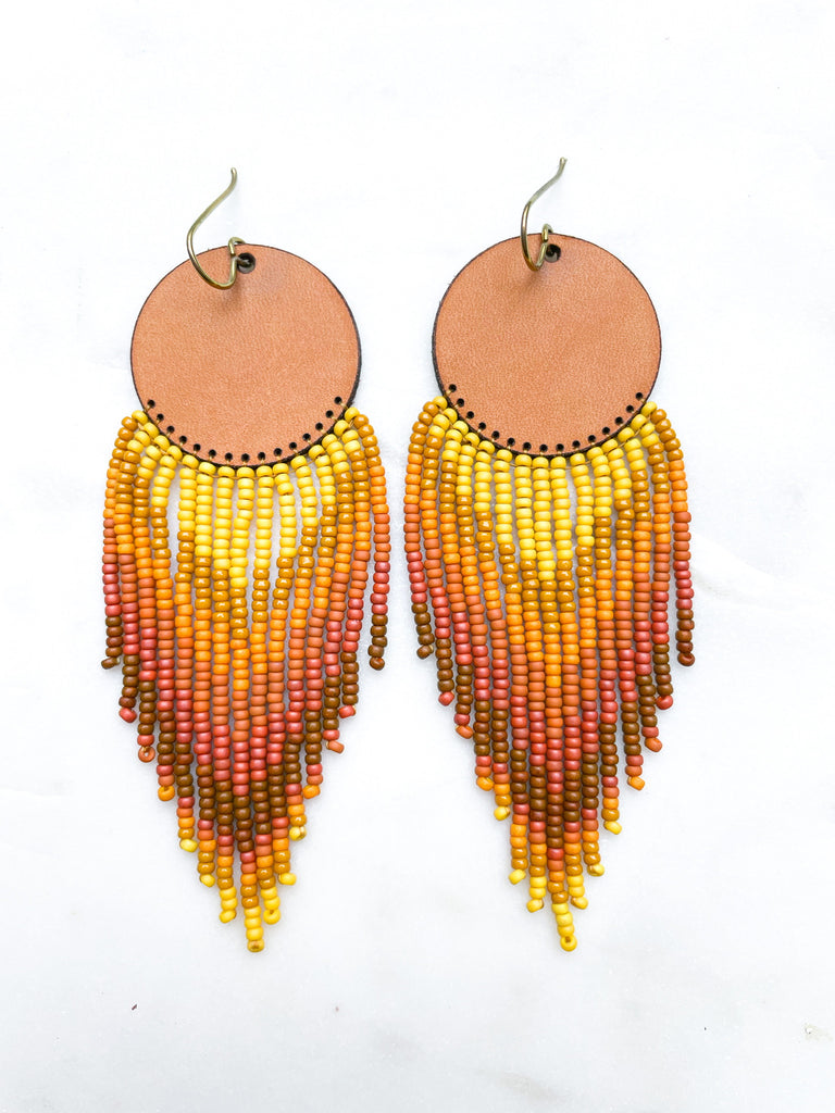 Cascade Leather + Beads Earrings