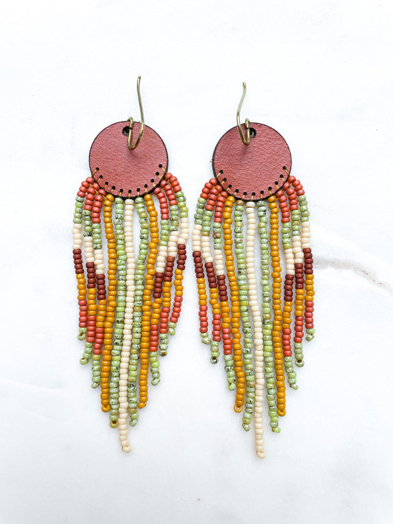 Cascade Leather + Beads Earrings