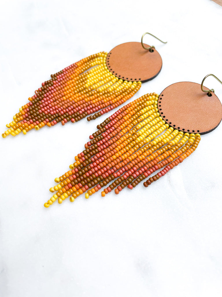 Cascade Leather + Beads Earrings