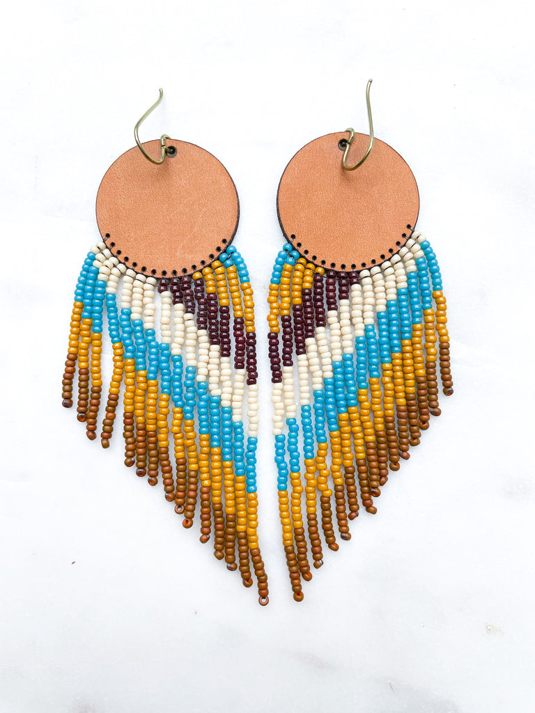 Cascade Leather + Beads Earrings