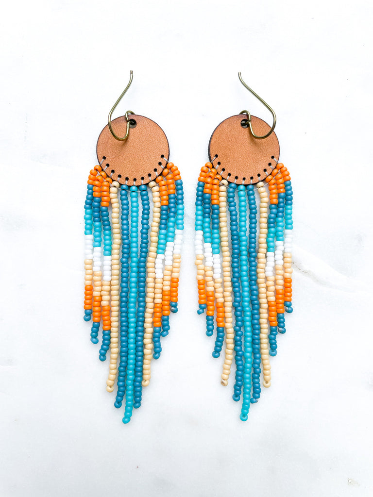 Cascade Leather + Beads Earrings