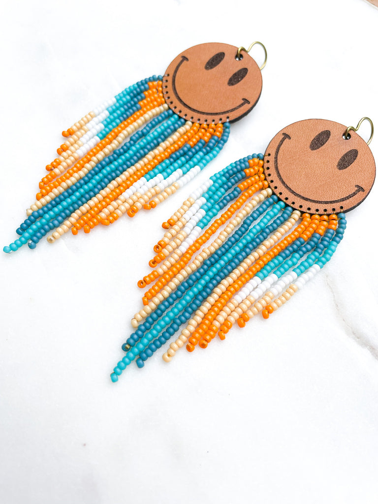 Cascade Leather + Beads Earrings