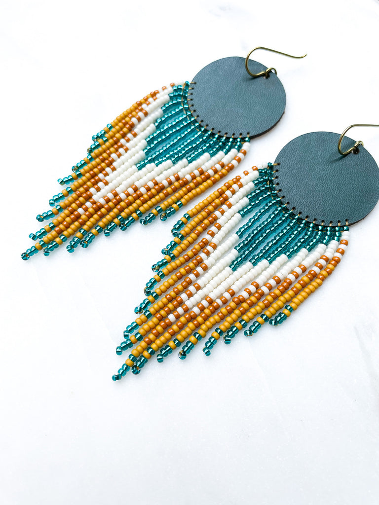 Cascade Leather + Beads Earrings