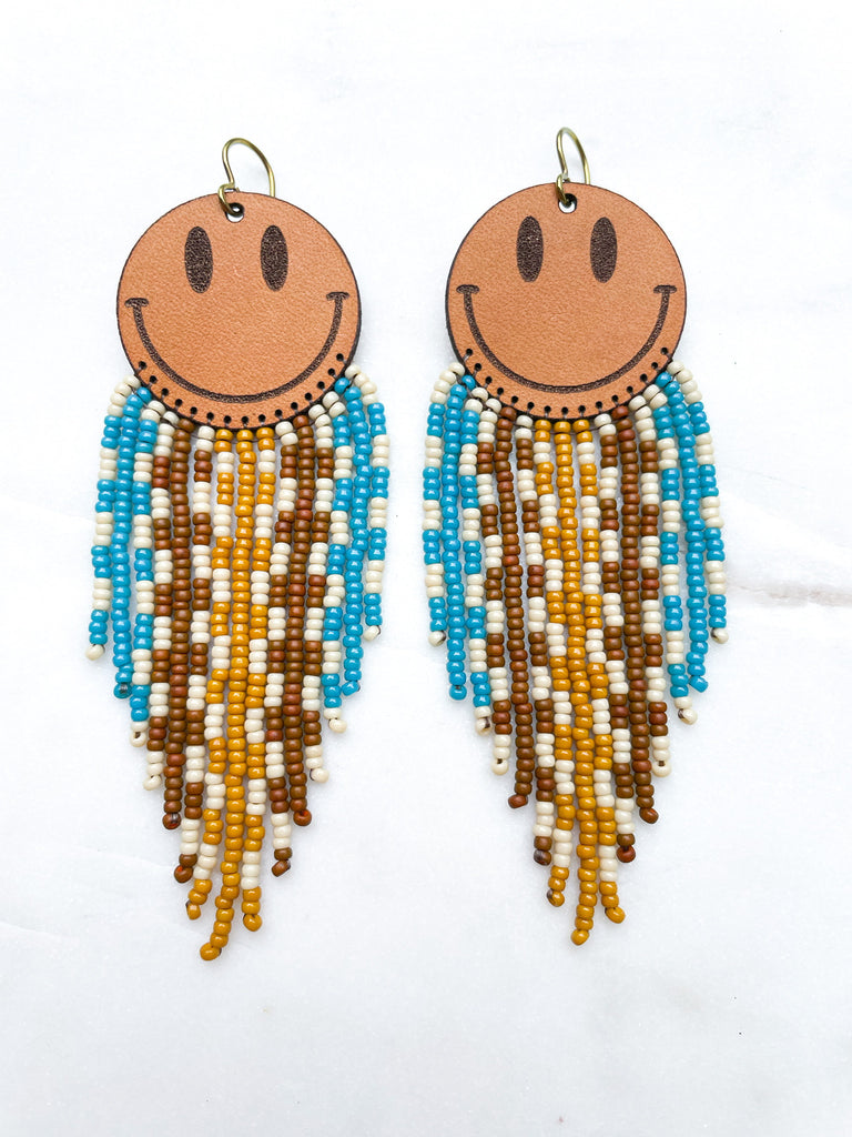 Cascade Leather + Beads Earrings