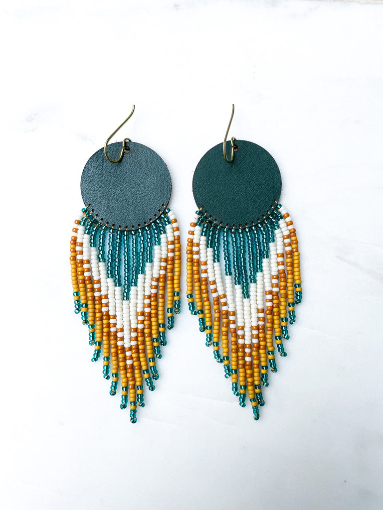 Cascade Leather + Beads Earrings