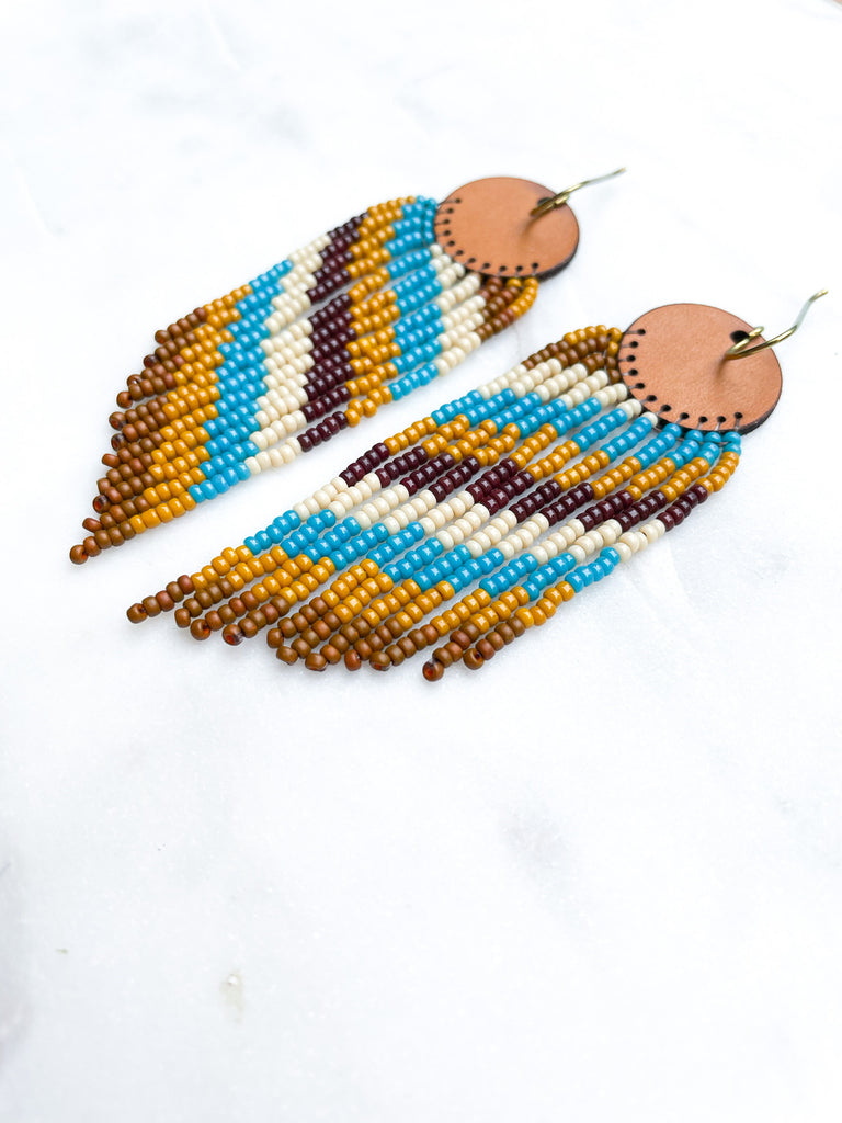 Cascade Leather + Beads Earrings