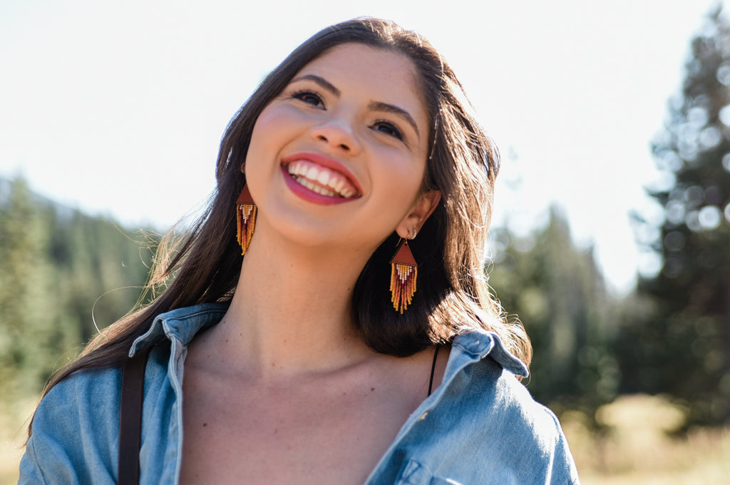 Alpine Leather + Beads Earrings