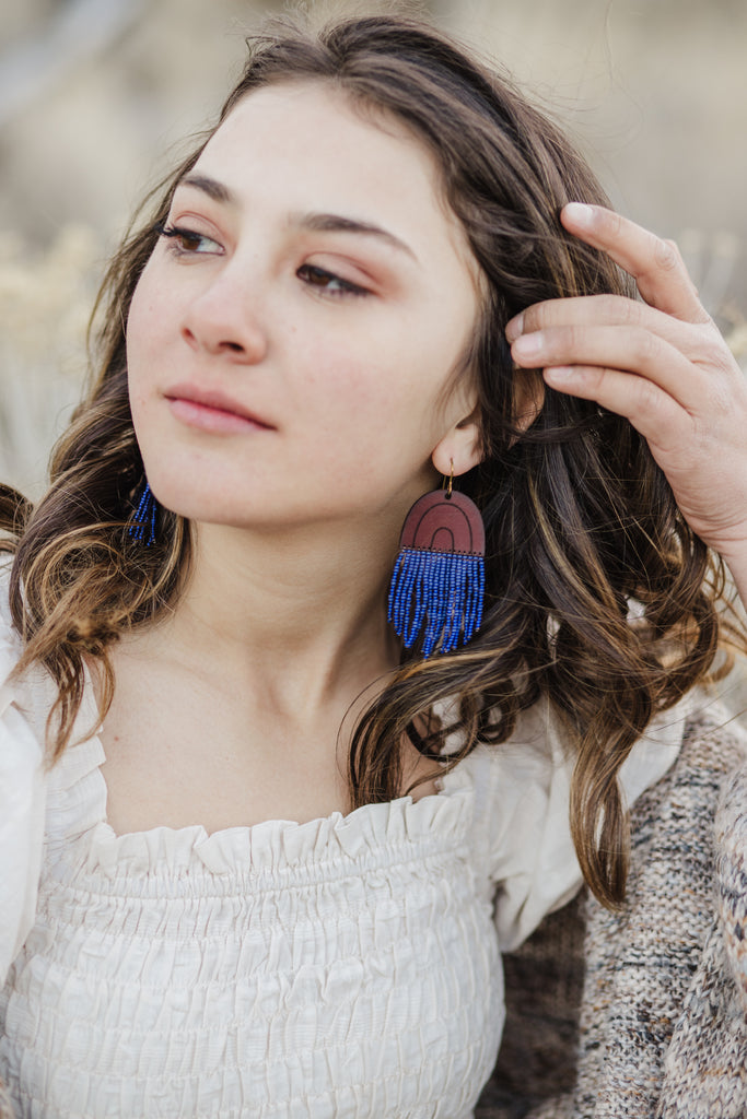 Leather+Beads Cascade Cobalt Diffuser Earrings