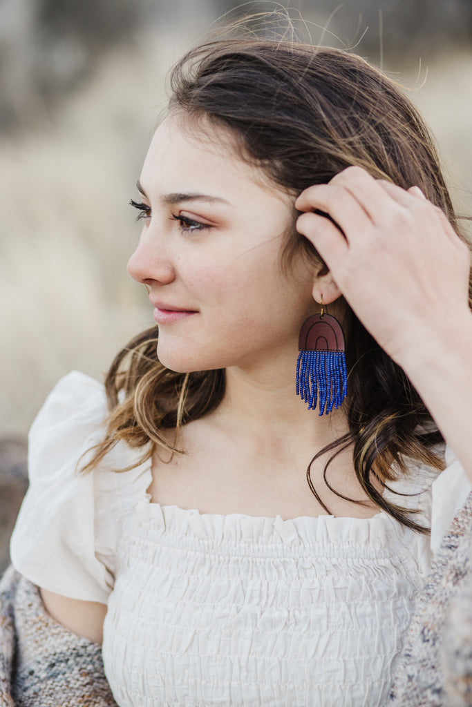 Leather+Beads Cascade Cobalt Diffuser Earrings