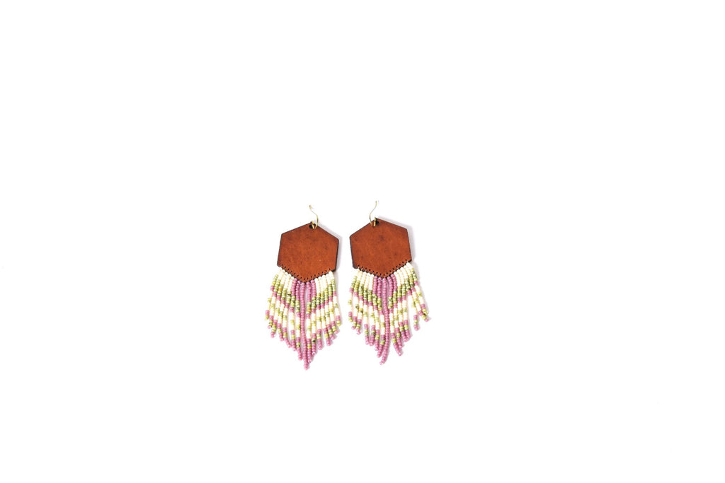 Leather+Beads Hex Diffuser Earrings