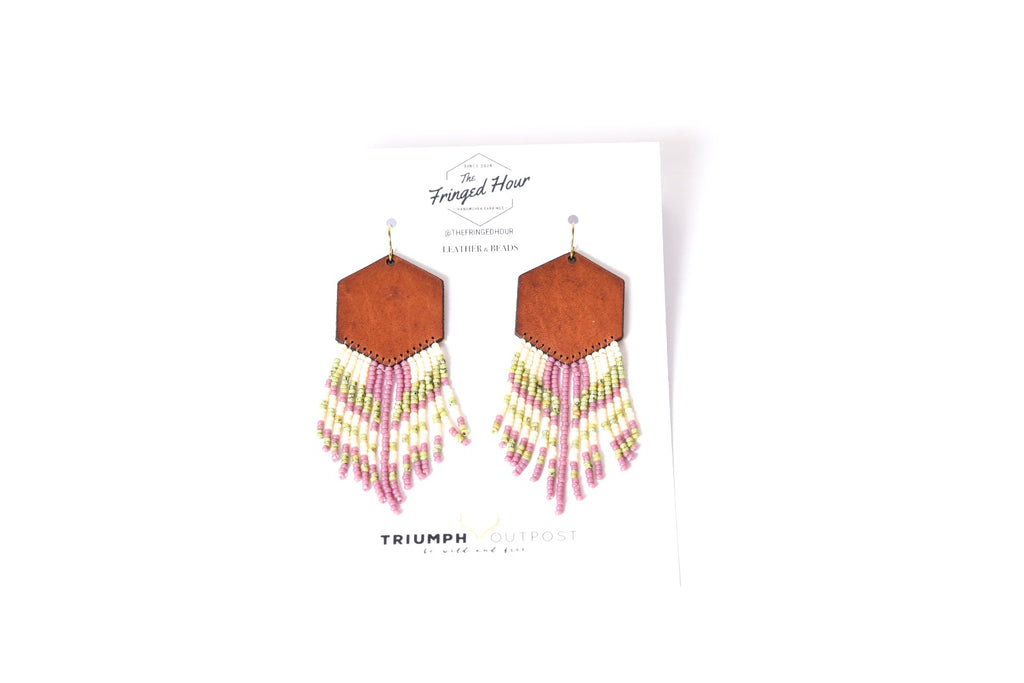 Leather+Beads Hex Diffuser Earrings