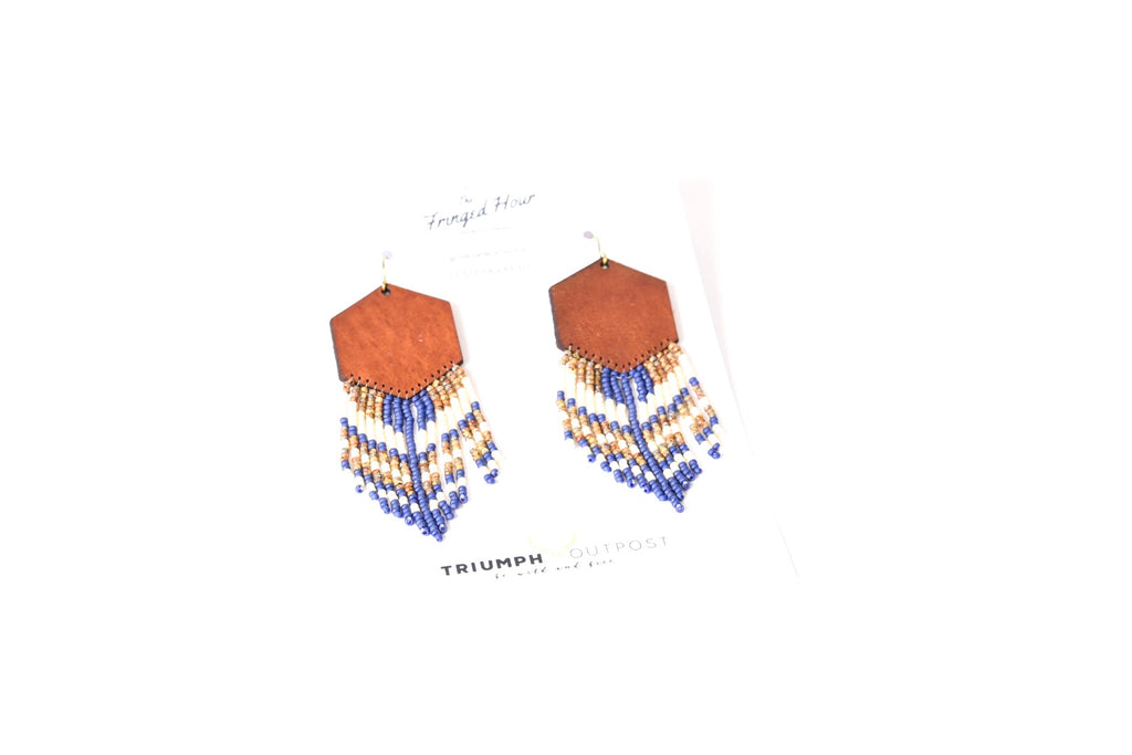 Leather+Beads Hex Diffuser Earrings