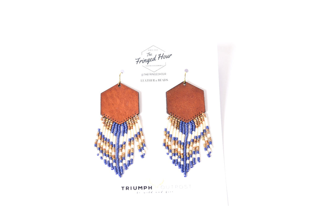 Leather+Beads Hex Diffuser Earrings