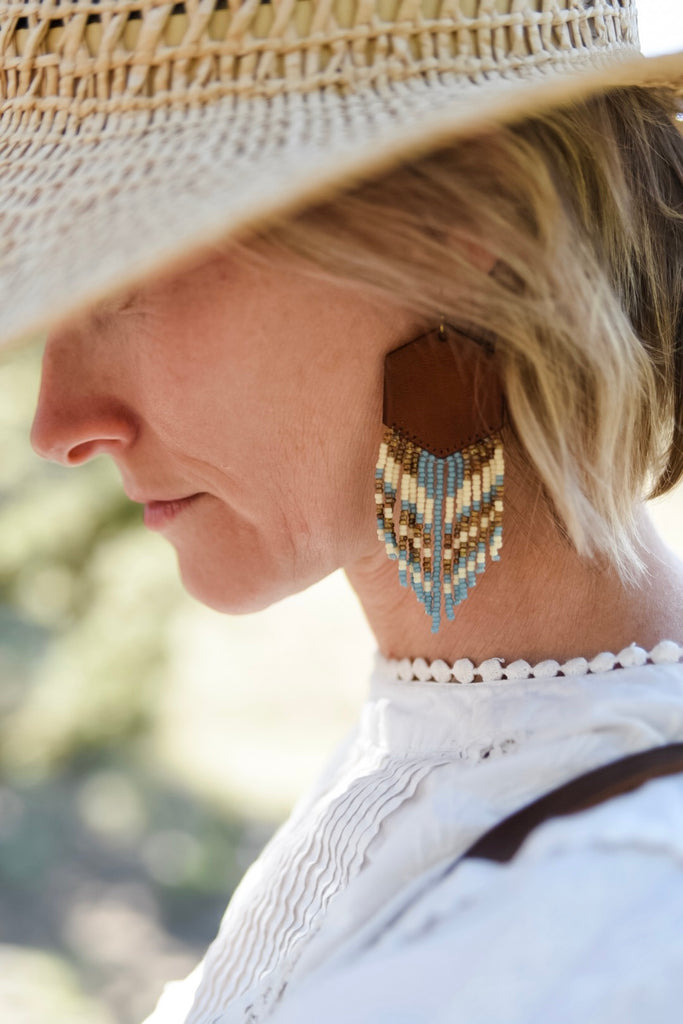 Leather+Beads Hex Diffuser Earrings