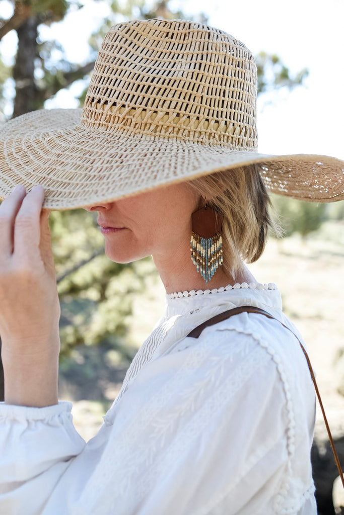 Leather+Beads Hex Diffuser Earrings