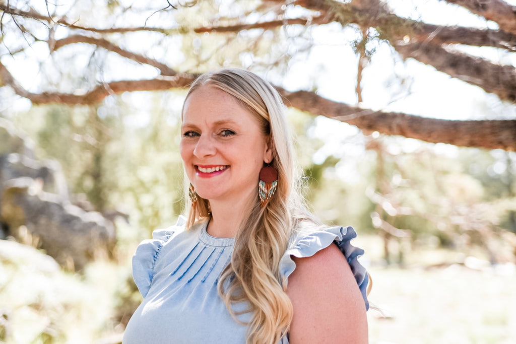 Leather+Beads Hex Diffuser Earrings