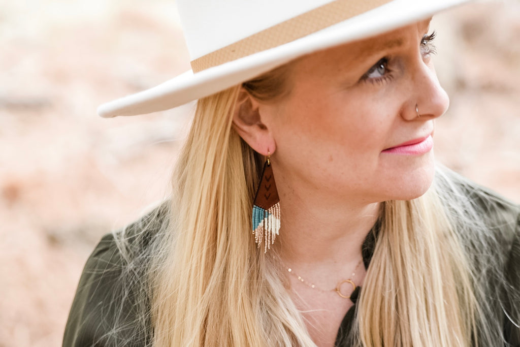 Leather+Beads Teardrop Diffuser Earrings