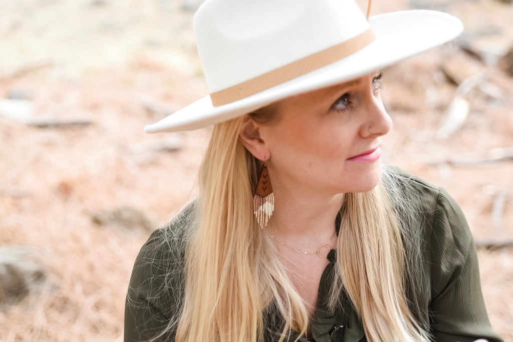 Leather+Beads Teardrop Diffuser Earrings