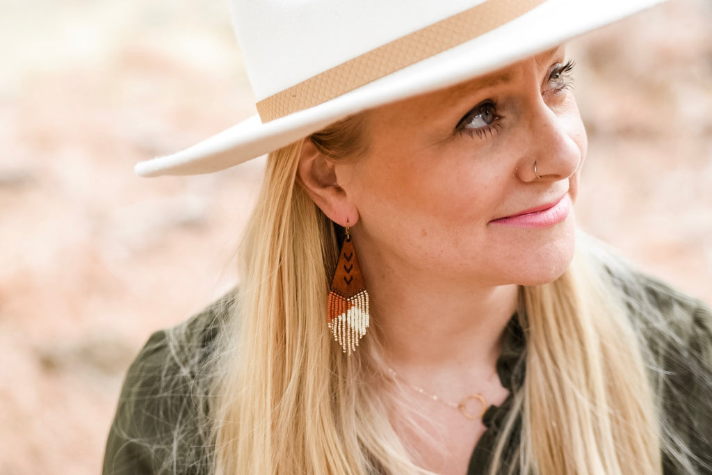 Leather+Beads Teardrop Diffuser Earrings
