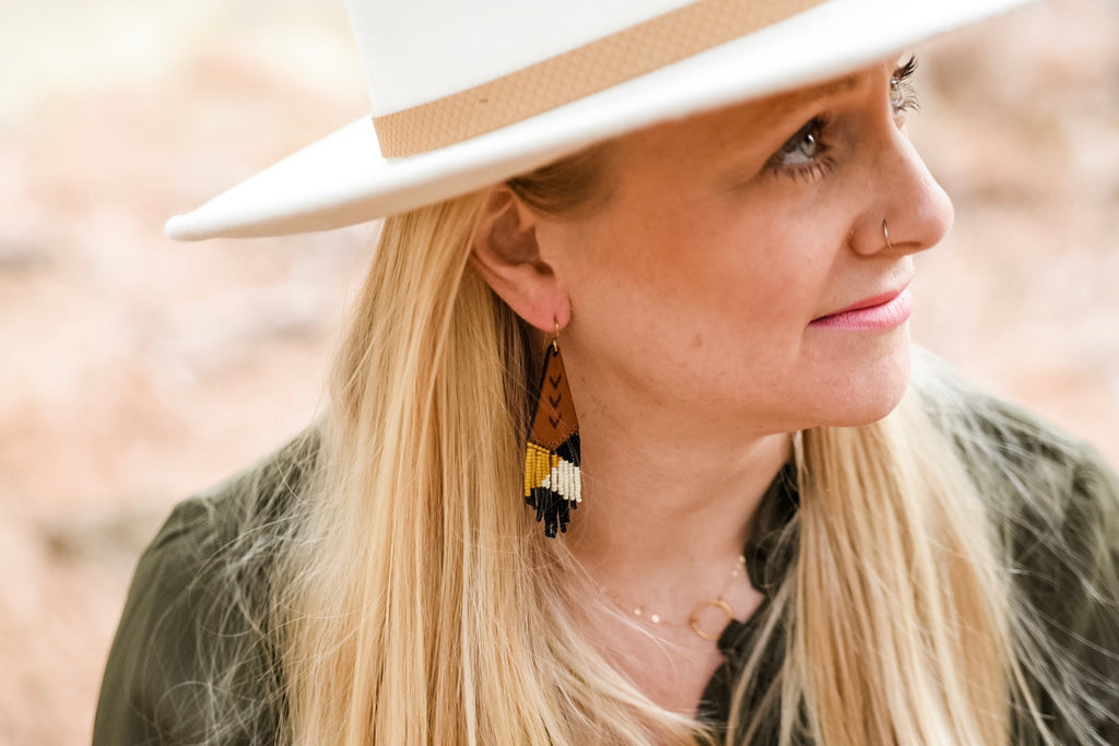 Leather+Beads Teardrop Diffuser Earrings