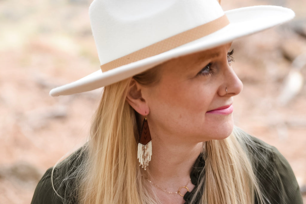 Leather+Beads Teardrop Diffuser Earrings