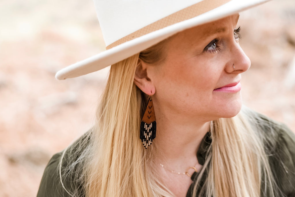Leather+Beads Teardrop Diffuser Earrings