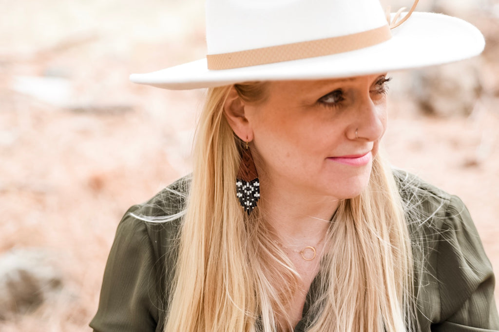 Leather+Beads Teardrop Diffuser Earrings