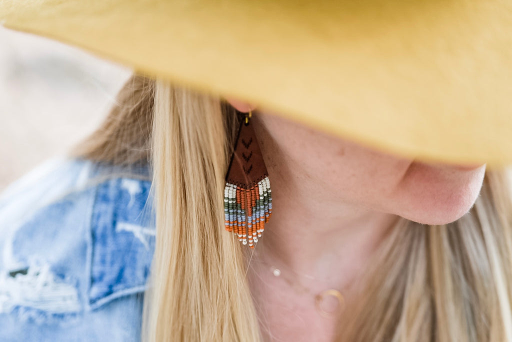 Leather+Beads Teardrop Diffuser Earrings