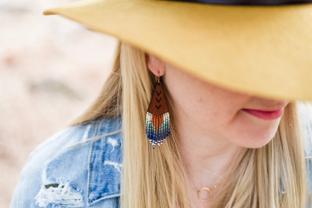 Leather+Beads Teardrop Diffuser Earrings