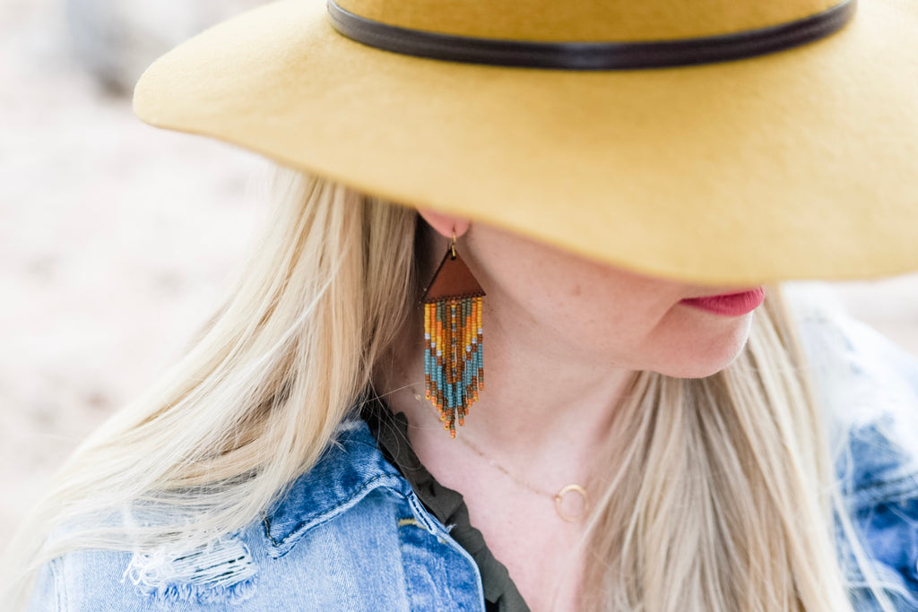 Leather+Beads Waterfall Diffuser Earrings
