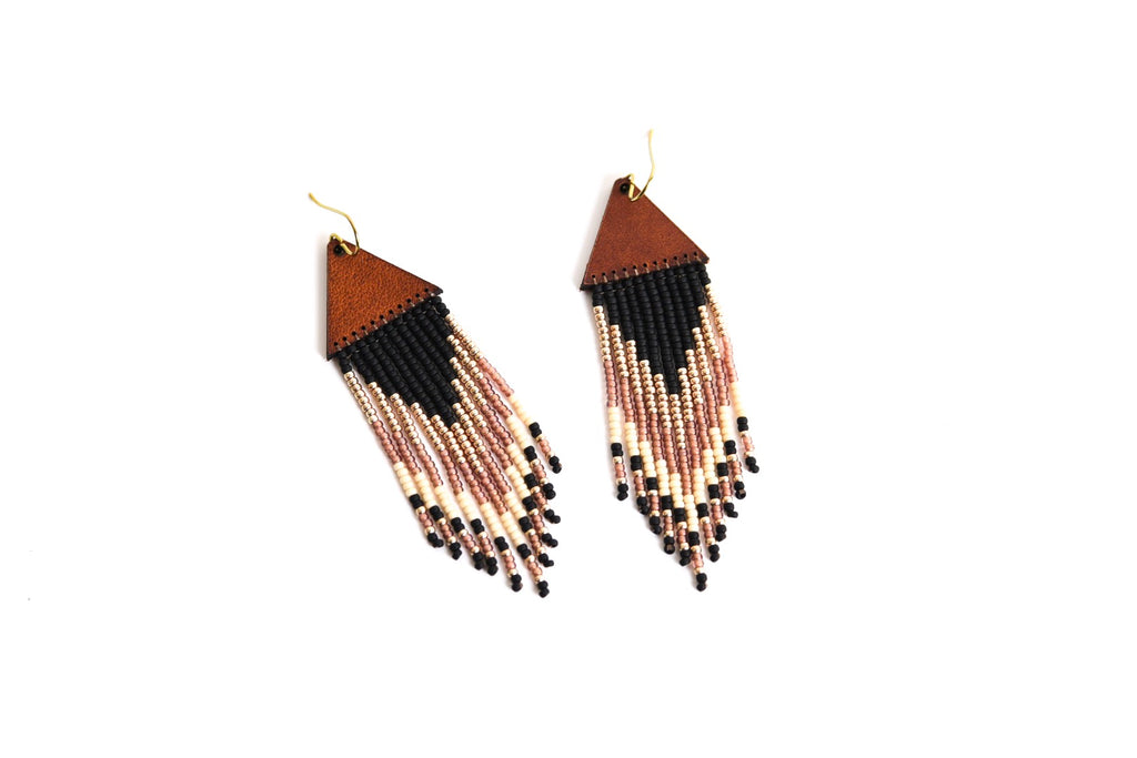 Leather+Beads Waterfall Diffuser Earrings