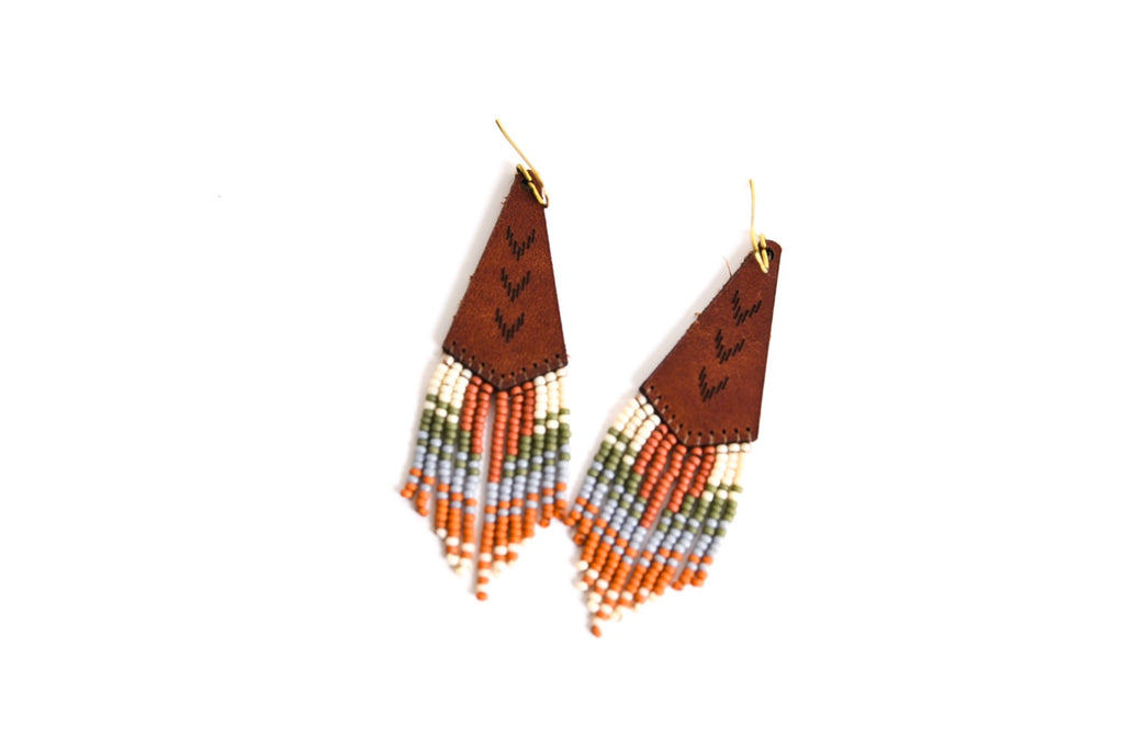 Leather+Beads Teardrop Diffuser Earrings