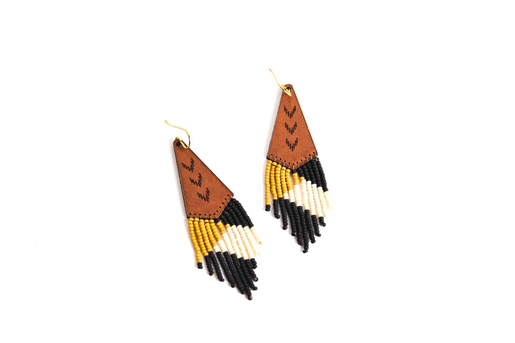 Leather+Beads Teardrop Diffuser Earrings