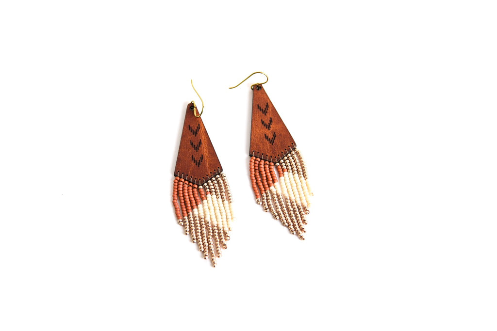Leather+Beads Teardrop Diffuser Earrings